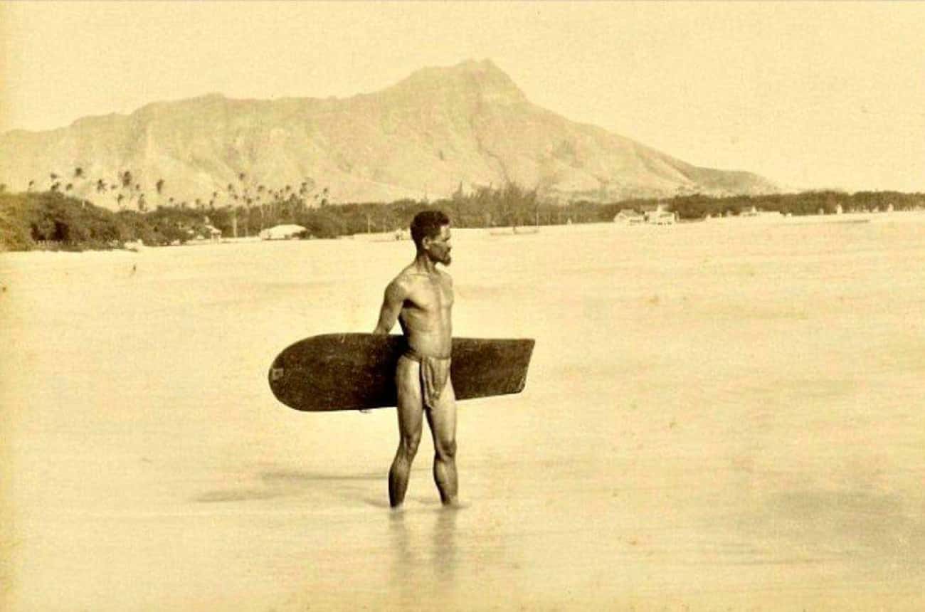 Thought To Be The First-Ever Photo Taken Of A Surfer, Hawaii, 1890