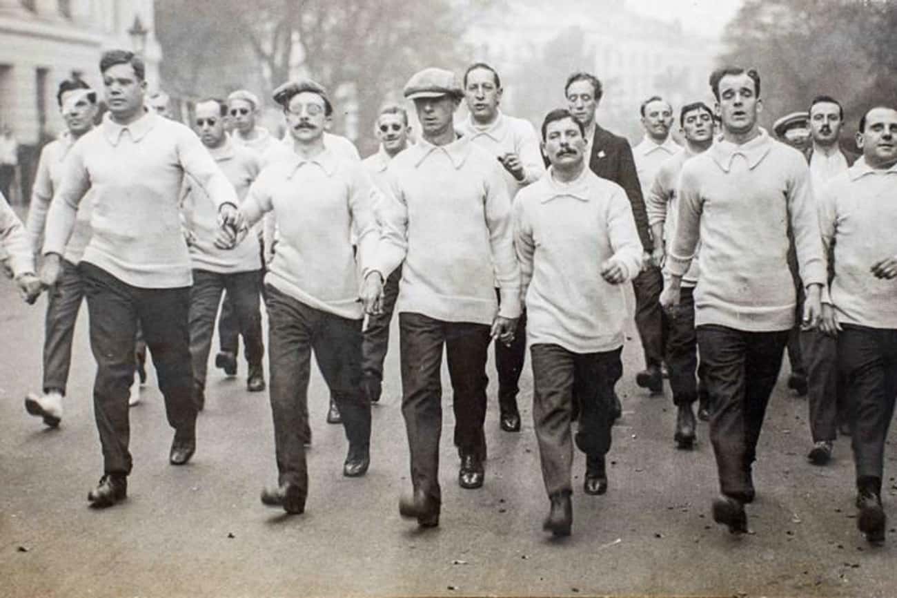 Blind Veterans In The First Ever Walking Event; 1922